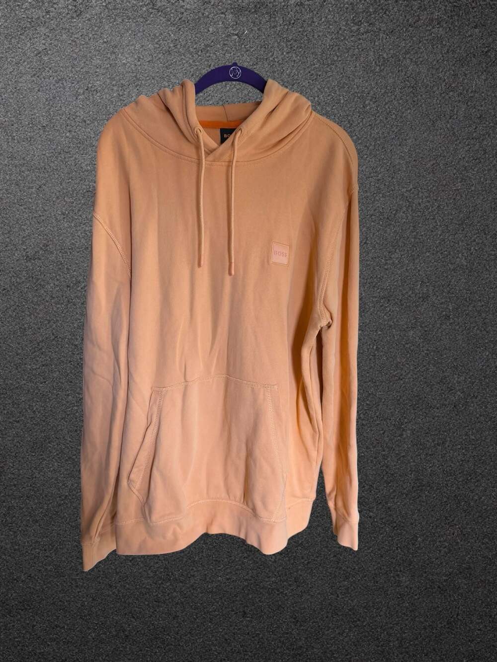 BOSS Mens Weedo Cotton Terry Hoodie in Pastel Orange Size XXL
